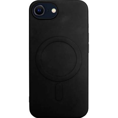 Smartphone noir avec caméra et zone magnétique ronde à l'arrière, adapté aux chargeurs magnétiques et aux accessoires.