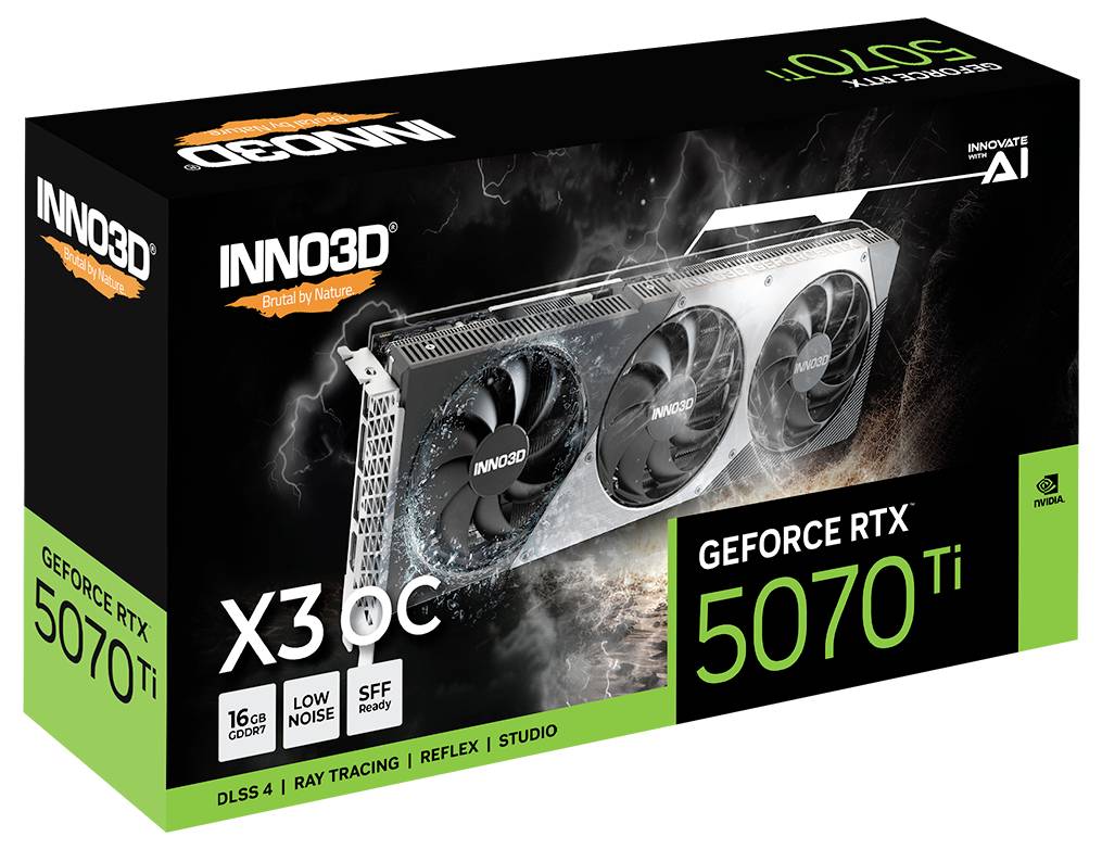 INNO3D GeForce RTX 5070 Ti X3 OC, GeForce RTX 5070 Ti, 16 Go, GDDR7, 256 bit, PCI Express 5.0, 3 ventilateur(s)-2