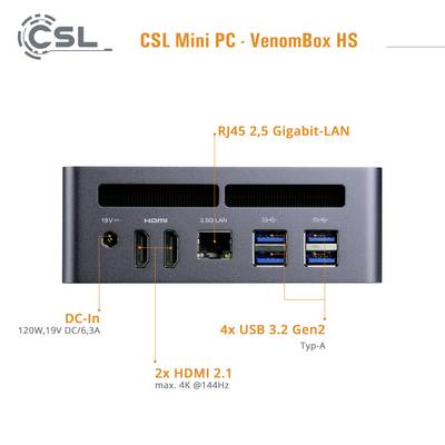 CSL Computer Mini-PC (HTPC) VenomBox 8845HS AMD Ryzen 7 8845HS 5.1 GHz 32 GB RAM 500 GB SSD AMD Radeon™ 780M Win 11 Home-3