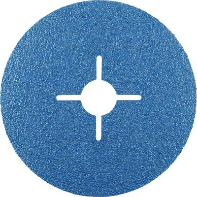 Un disque de meulage bleu avec une fente cruciforme au centre, utilisé pour le meulage de surfaces métalliques.