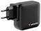 Chargeur USB noir et rectangulaire avec deux broches de prise, portant la mention 'verbatim' et un logo rouge sur la face avant.
