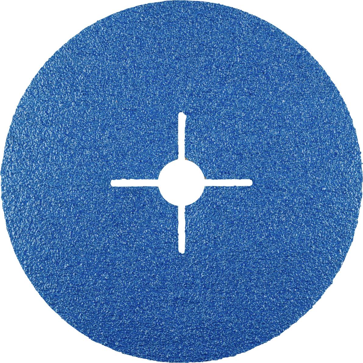 Un disque abrasif bleu avec une découpe cruciforme au centre.