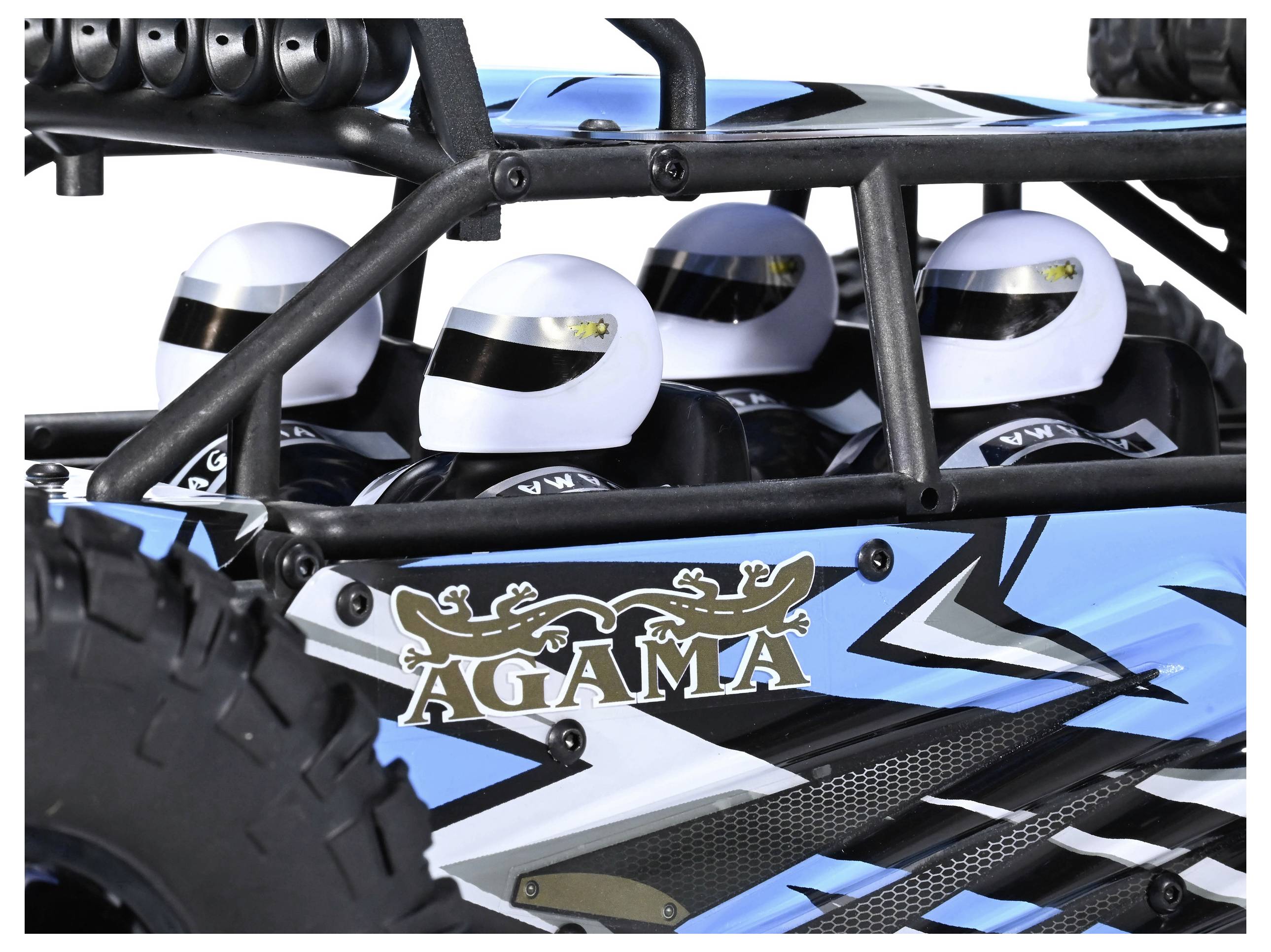VRX AGAMA bleu-noir brushless 1:10 Auto RC électrique Buggy 4 roues motrices (4WD) prêt à fonctionner (RtR) 2,4 GHz avec-6