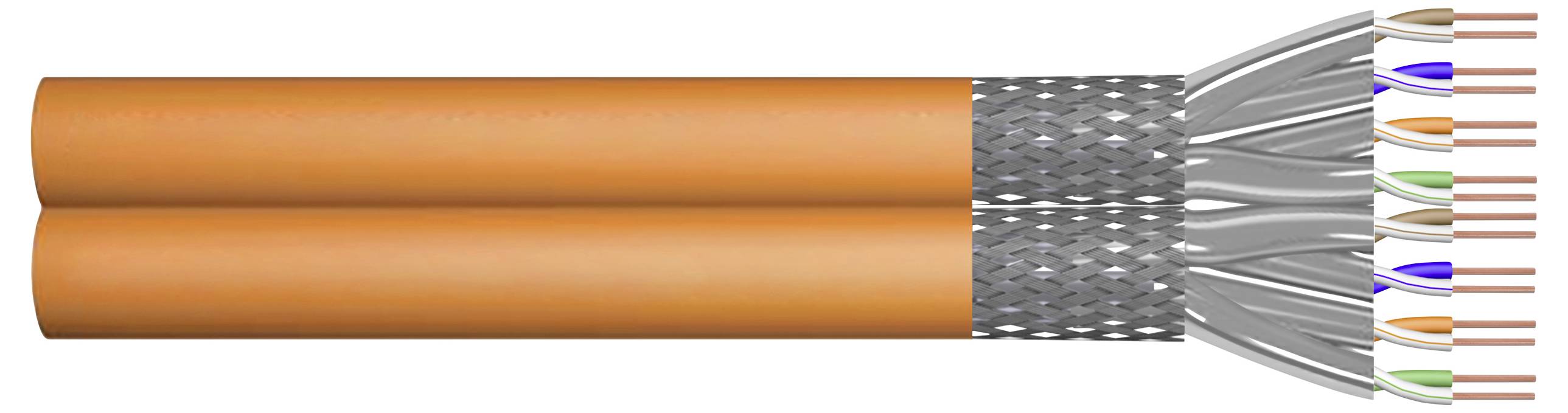 TRU COMPONENTS TC-13576744 Câble réseau CAT 7 S/FTP 4 x 2 x 0.24 mm² + 4 x 2 x 0.24 mm² orange 500 m-1