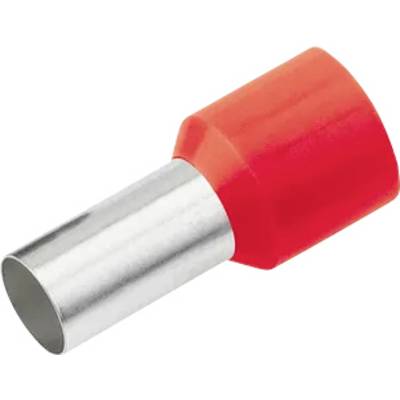 Une embout de câble rouge avec un embout métallique, utilisé pour la connexion sécurisée des extrémités de câbles dans les installations électriques.