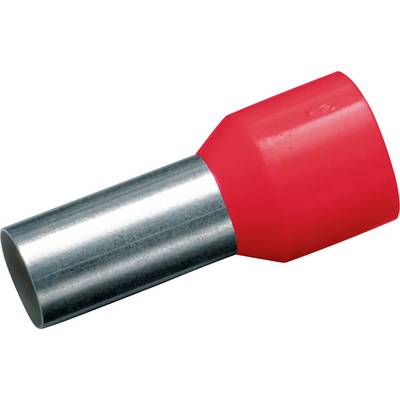 Un cosse de câble à manchon métallique avec une gaine isolante rouge, utilisée pour raccorder en toute sécurité des fils dans des applications électriques.