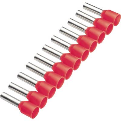 Manchettes de câble rouge avec embouts métalliques disposées en rangée.