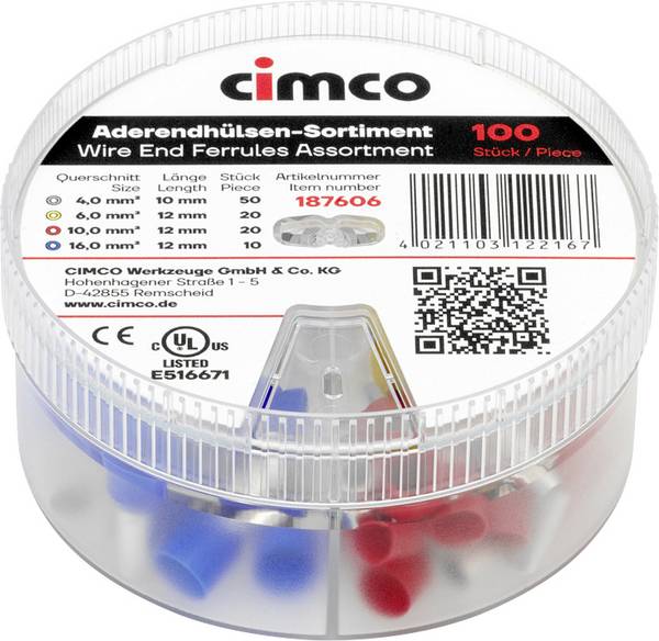Cimco 187606 Assortiment d'embouts simples  partiellement isolé incolore 1 set #####Dose