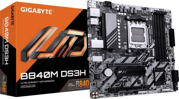 Gigabyte GA-B840M DS3H Carte mère Socket (PC) AMD® AM5 Facteur de forme (détails) Micro-ATX Chipset de la carte mère AMD® B840