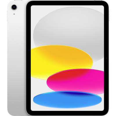 Tablette avec un cadre noir, affichant des formes ovales colorées en jaune, rose et bleu sur un fond blanc. Dos argenté.