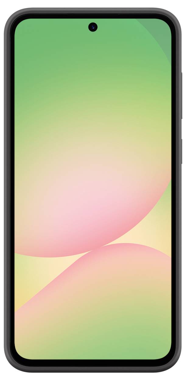 Smartphone avec un design minimaliste et un dégradé lumineux sur l'écran. Le design présente des transitions fluides du vert au rose.