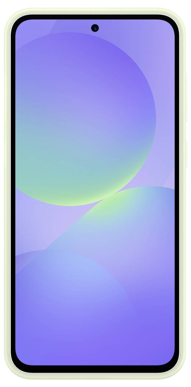 Un smartphone moderne avec un écran lumineux aux tons bleus et verts.