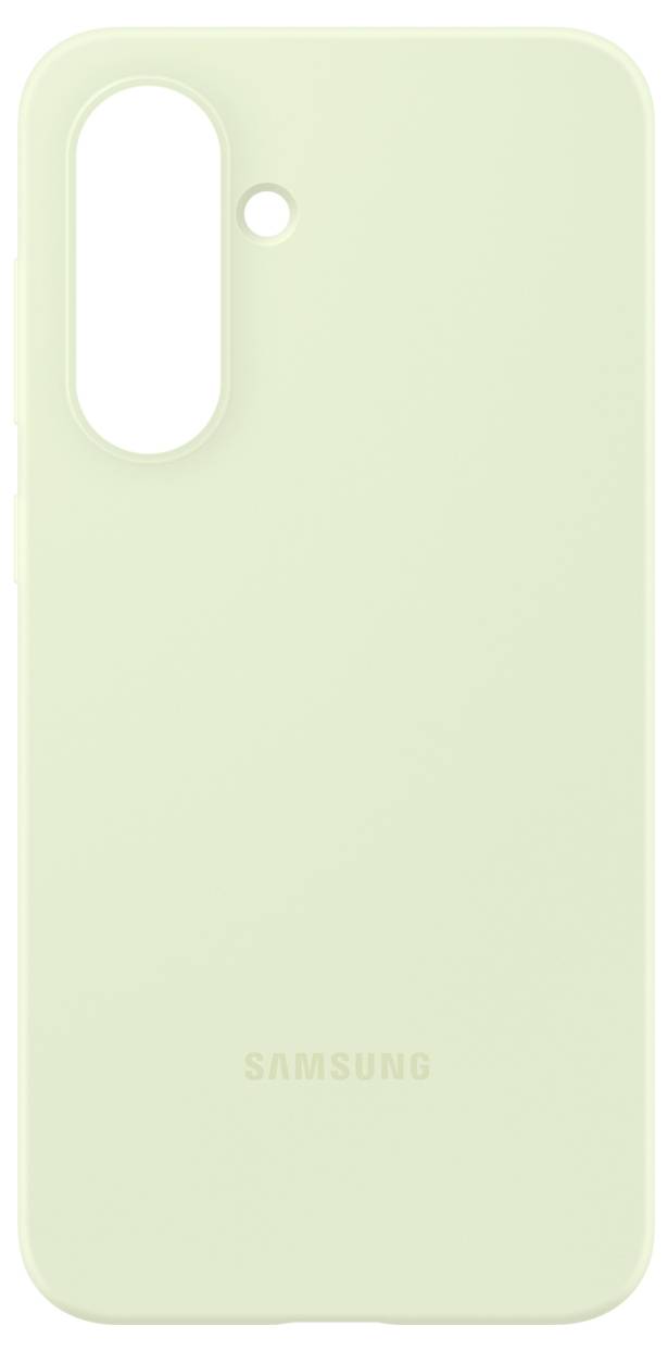 Une coque de téléphone Samsung vert clair avec trois découpes pour la caméra et les capteurs, au design épuré sans autres décorations.