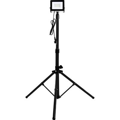 Un trépied équipé d'un projecteur LED rectangulaire, adapté à la photographie ou à l'éclairage.