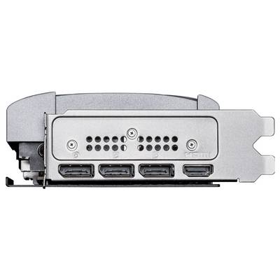 Dos d'une carte graphique montrant trois ports DisplayPort et un port HDMI, vue de l'arrière.