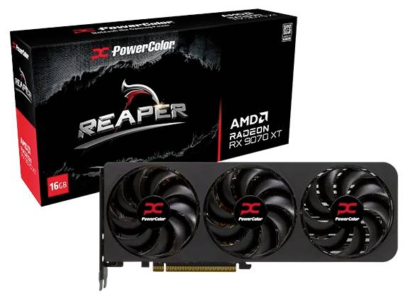 Carte graphique 'PowerColor Radeon RX 6700 XT' avec trois ventilateurs devant un emballage portant le logo de la marque et le nom du modèle.