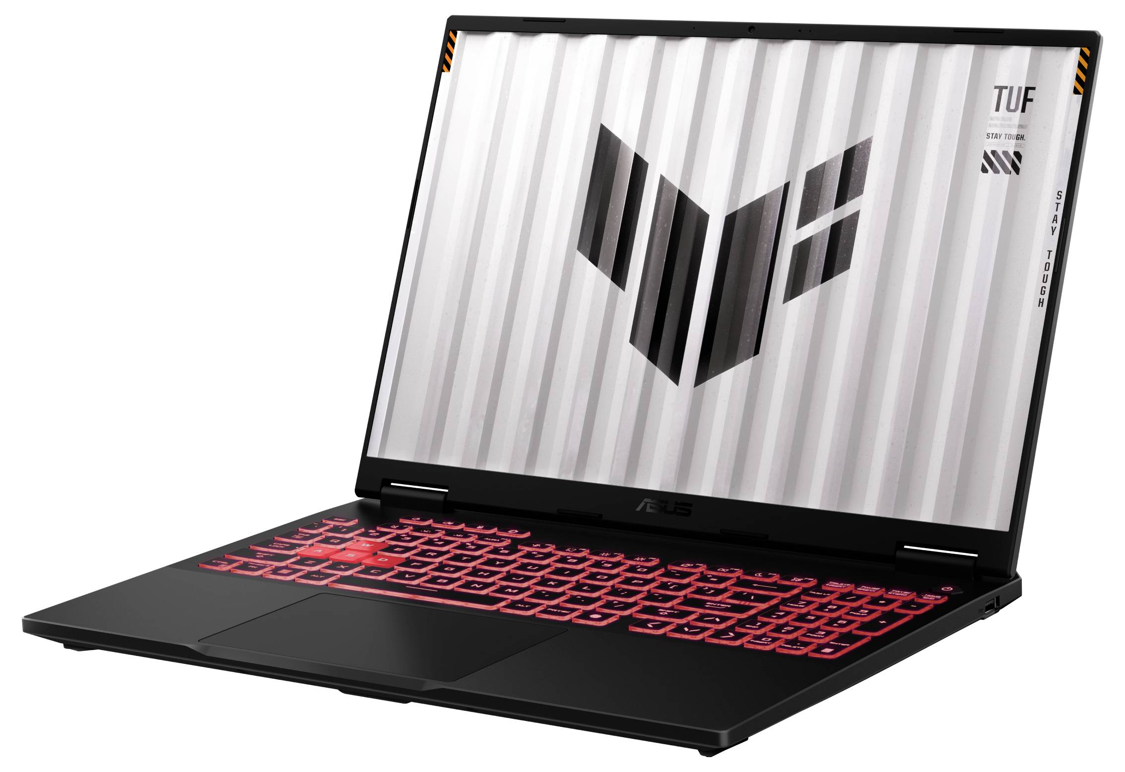 Un ordinateur portable de jeu avec un clavier rétroéclairé en rouge, ouvert et concentré sur son écran.