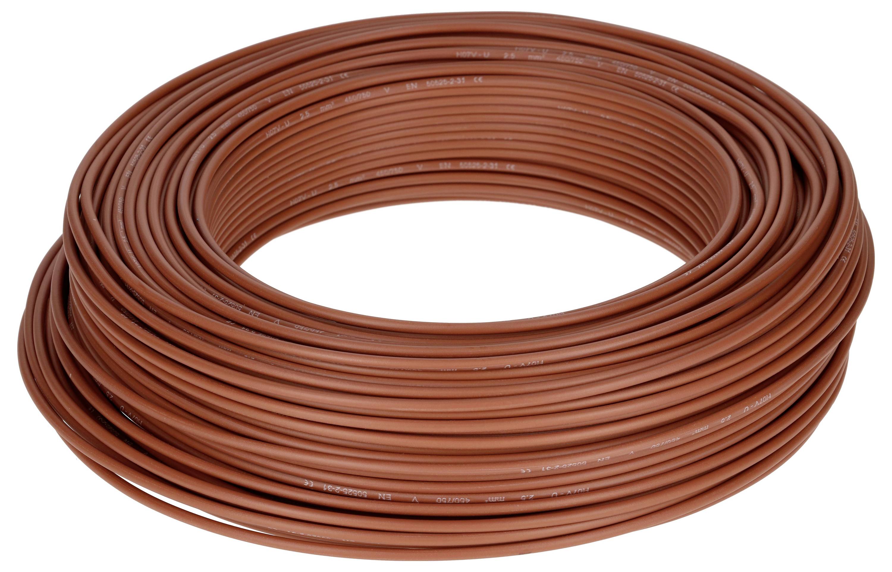 Un tuyau marron enroulé, compact et bien roulé. Idéal pour l'utilisation dans les systèmes d'irrigation de jardin ou de paysage.