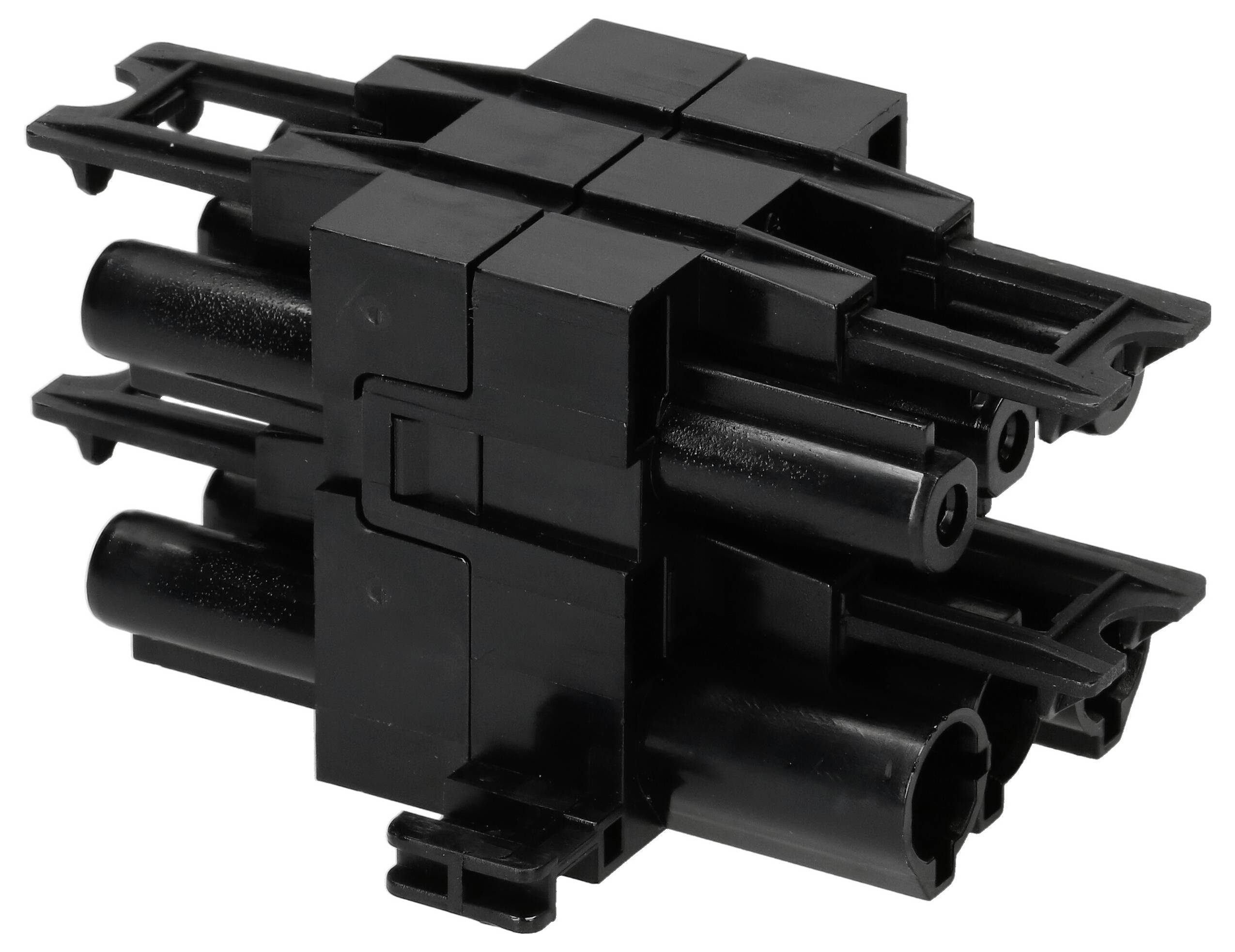 Connecteur en plastique noir à broches multiples, adapté aux connexions électriques et aux applications industrielles.