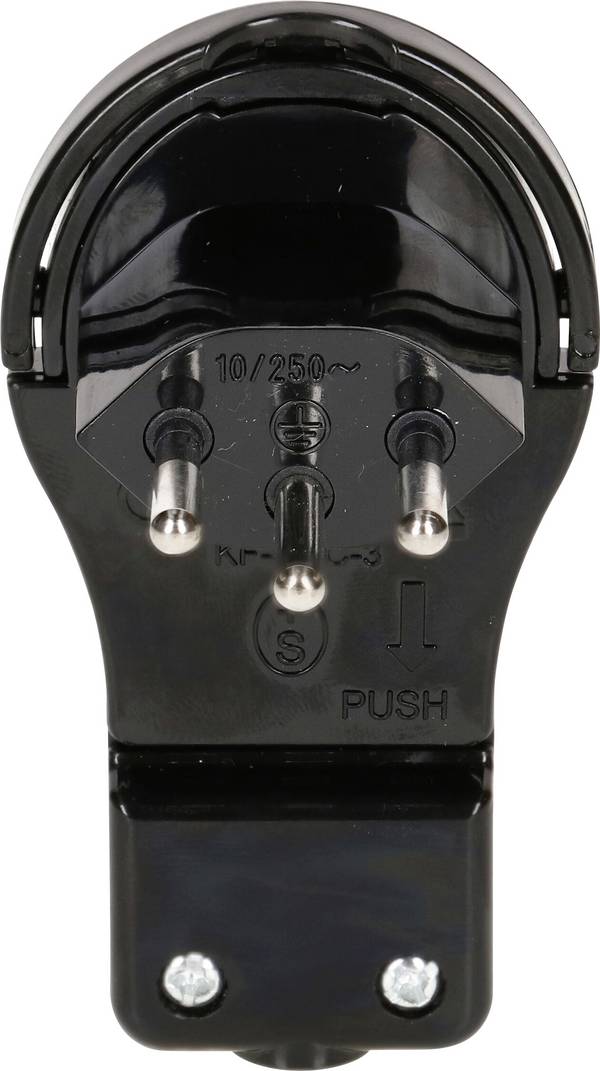 Max Hauri 165215 Fiche d'alimentation suisse plastique  230 V noir IP20