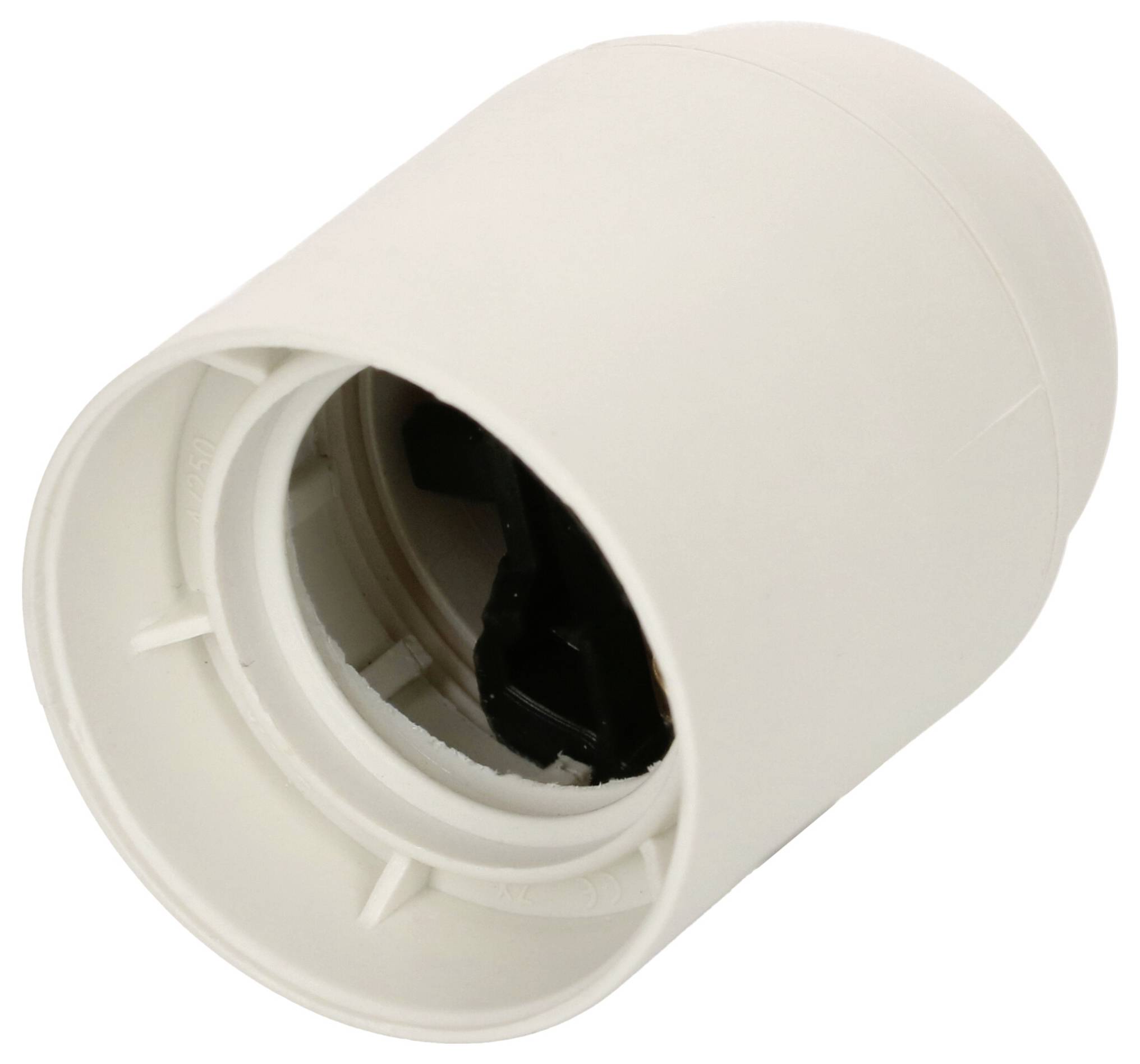 Un support cylindrique blanc en plastique qui ressemble à un douille de lampe.