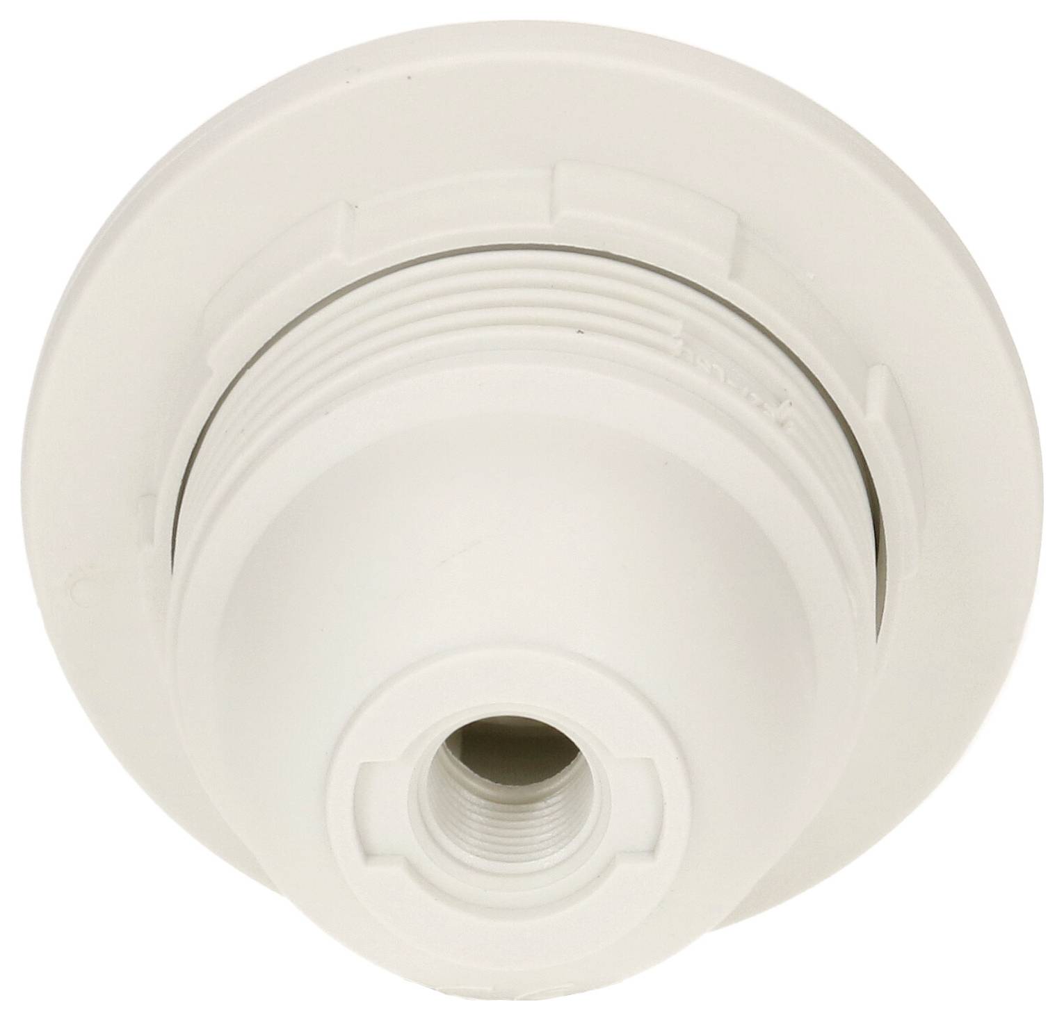 Support de lampe en plastique blanc, vu de dessus.