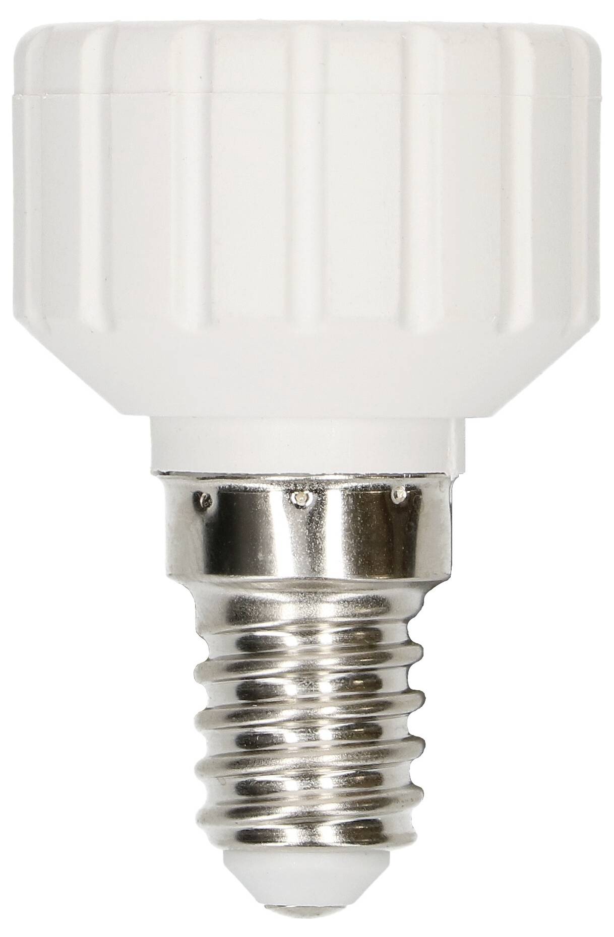 Ampoule LED blanche à culot à vis E14, vue de face.
