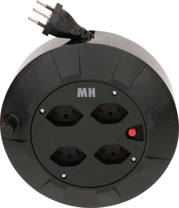 Max Hauri 167498 Enrouleur de câble 5 m noir T12 mâle