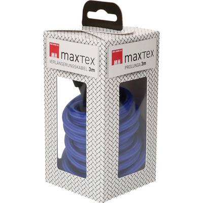 Emballage d'une rallonge électrique bleue de 3 mètres de la marque 'maxTex'.
