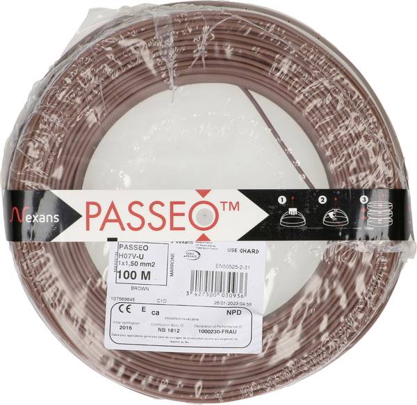 Max Hauri 168823 Câble d'installation H07V-U 1 x 1.5 mm² + 1 x 1.5 mm² marron 1 pc(s)