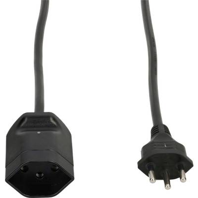 Un câble réseau noir avec une fiche tripolaire et un connecteur.