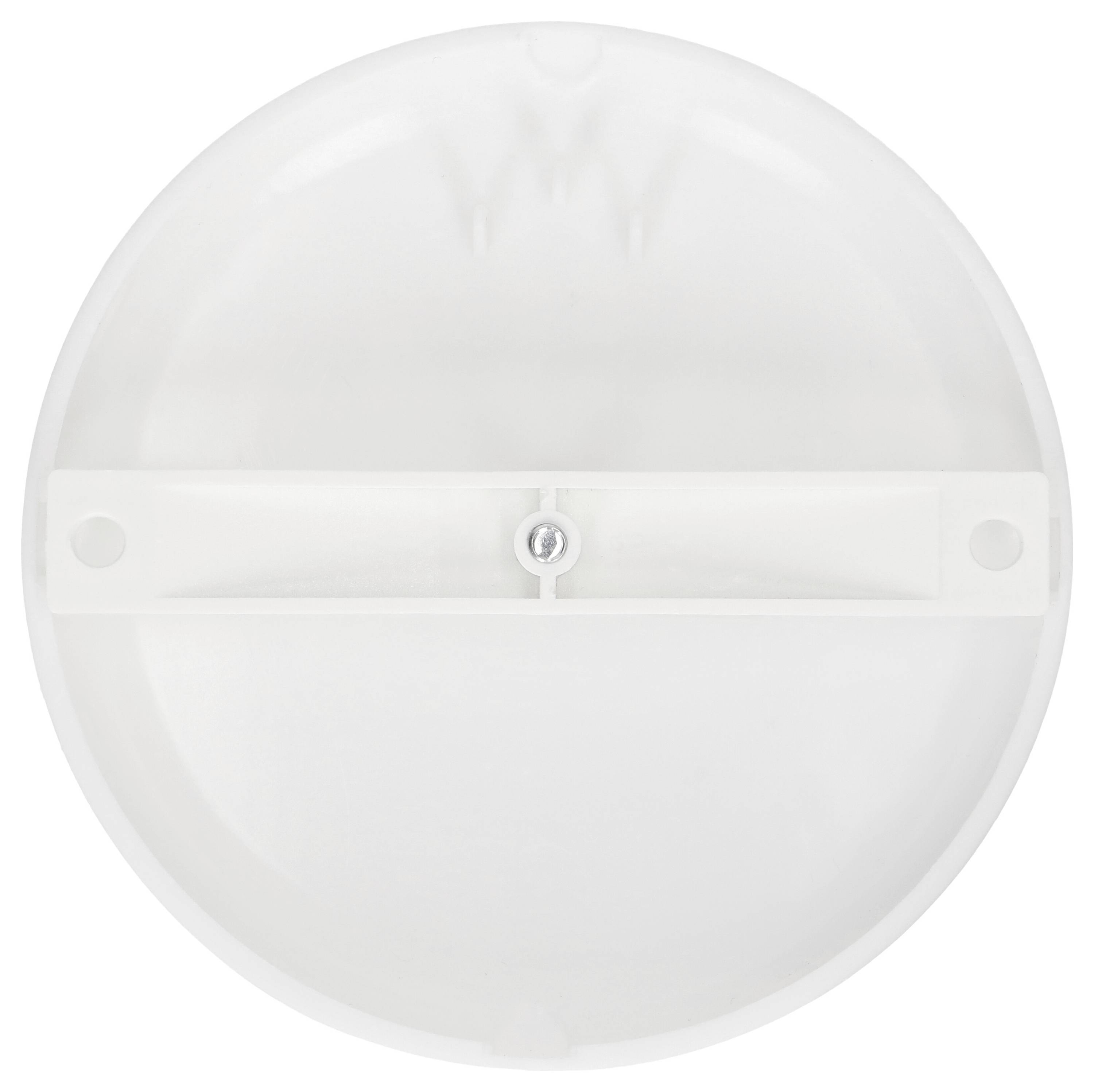 Un luminaire de plafond rond et blanc, doté d'une zone centrale de montage pour vis, conçu pour l'installation.