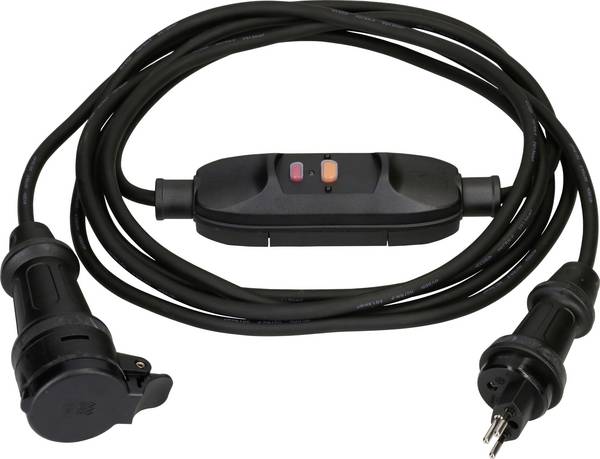Max Hauri 172046 alimentation Rallonge  10 A noir 5.00 m H07RN-F 3G 1,5 mm² résistant aux UV, résistant à l'ozone, résistant aux huiles, sans halogène, flexible, étanche