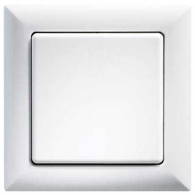 Un interrupteur blanc, de forme carrée, fixé à un mur, sans aucune marque ou inscription visible.
