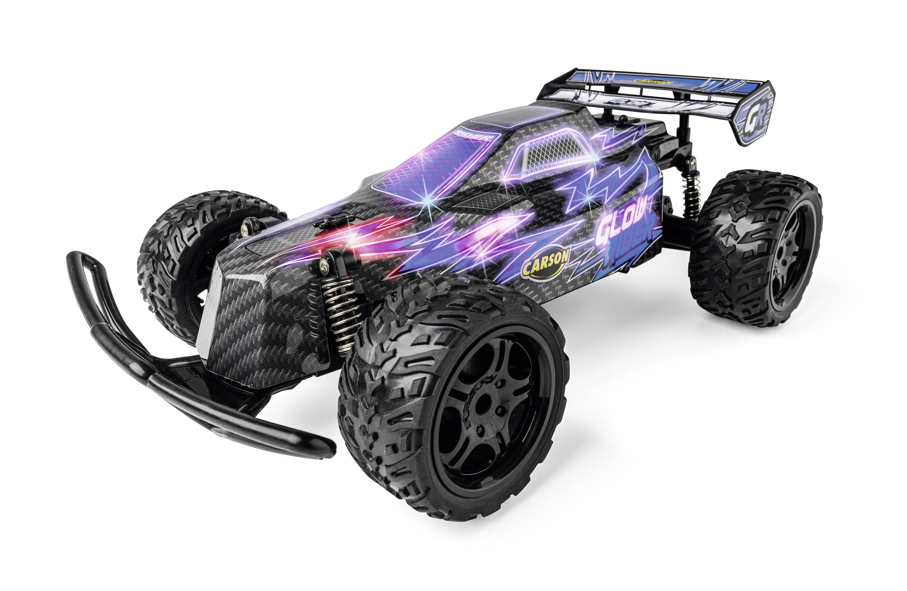 Carson Modellsport Glow Rider bleu 1:12 Auto RC électrique Buggy 100% RtR 2,4 GHz avec accu, chargeur et piles pour l'ém-2
