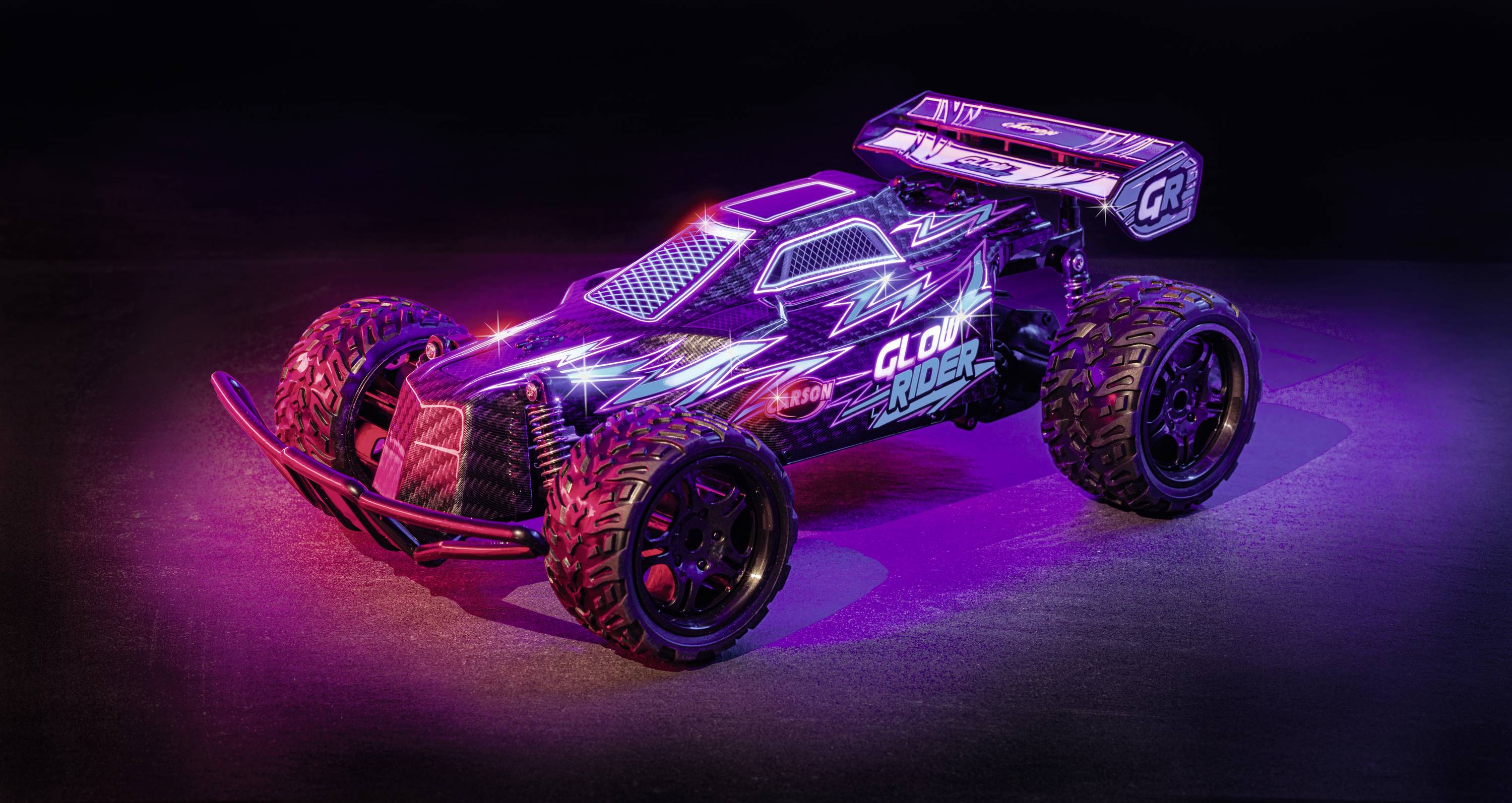 Carson Modellsport Glow Rider bleu 1:12 Auto RC électrique Buggy 100% RtR 2,4 GHz avec accu, chargeur et piles pour l'ém-3
