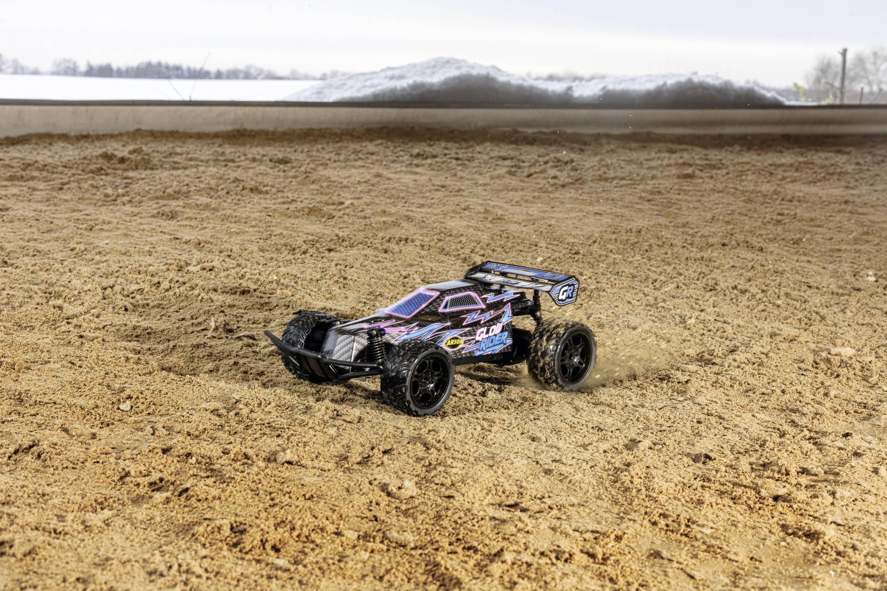 Carson Modellsport Glow Rider bleu 1:12 Auto RC électrique Buggy 100% RtR 2,4 GHz avec accu, chargeur et piles pour l'ém-4