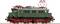 Une locomotive électrique verte de la série E71, représentée de manière schématique sur un tronçon de rail, avec des accents rouges et un pantographe.