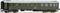Une voiture de voyageurs historique verte de la Deutsche Reichsbahn, dotée de plusieurs fenêtres et portant des inscriptions sur le côté.