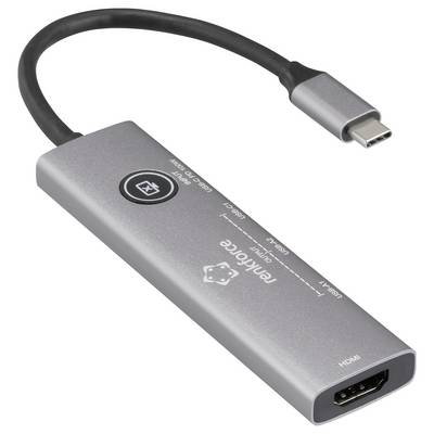 Un câble adaptateur argent de HDMI à USB-C de la marque 'Keytech' imprimé dessus, utilisé pour connecter des appareils aux écrans d'affichage.