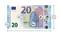 Un billet de 20 euros mis en valeur avec ses caractéristiques de sécurité telles que hologramme, filigrane et élément changeant de couleur.