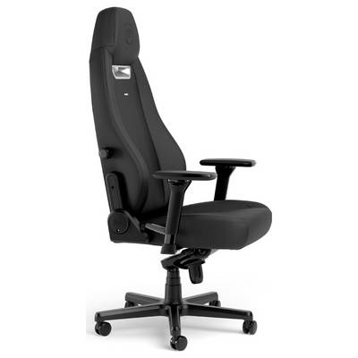 Chaise de bureau ergonomique noire à dossier haut, avec accoudoirs réglables et mécanisme d'assise sur base roulante à cinq branches.