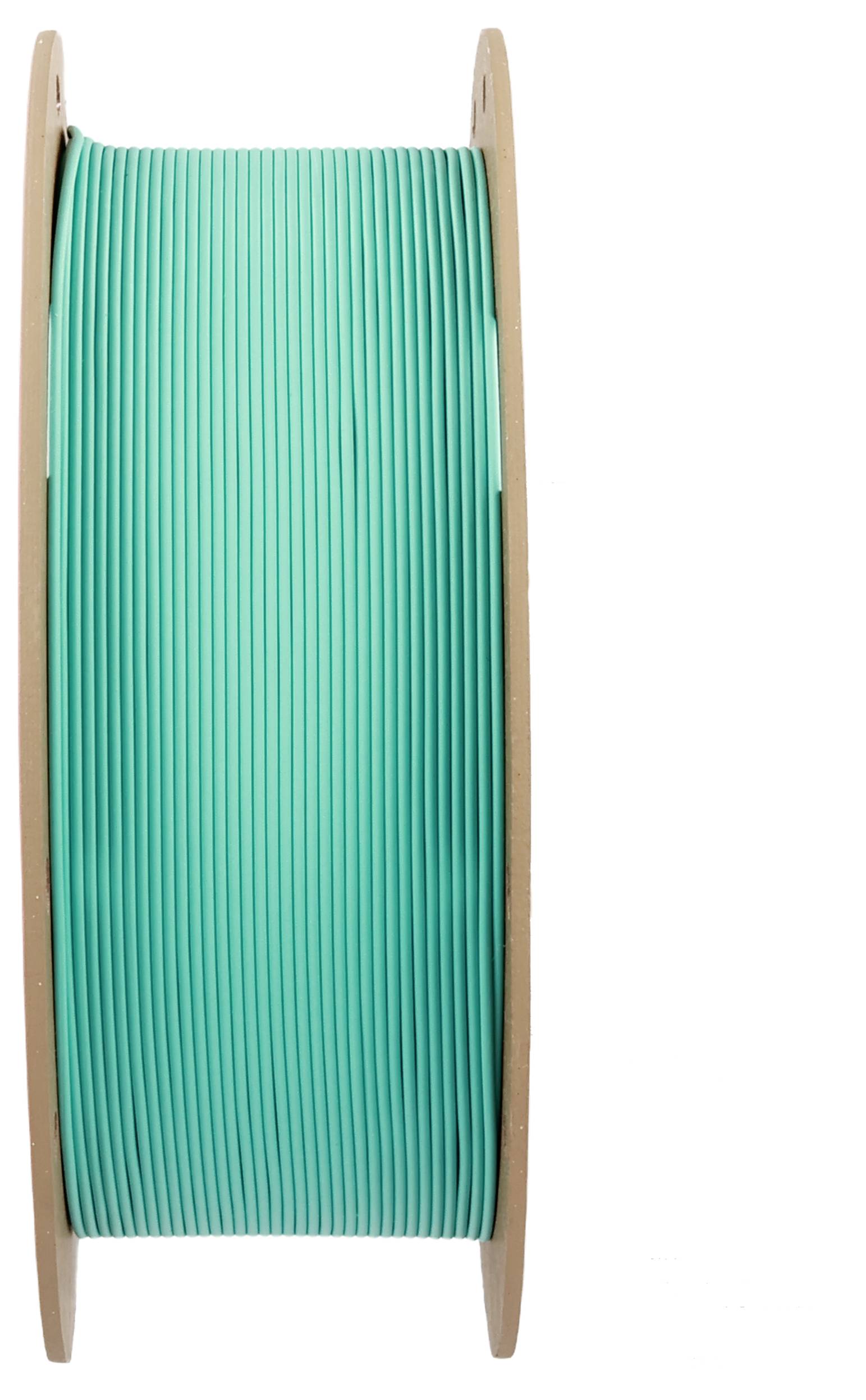 Bobine de filament verte pour imprimante 3D, positionnée verticalement.