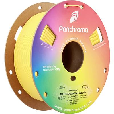 Bobine avec filament jaune sur fond arc-en-ciel de la marque Panchroma. Poids : 1 kg, Couleur : Jaune Savane Mat.