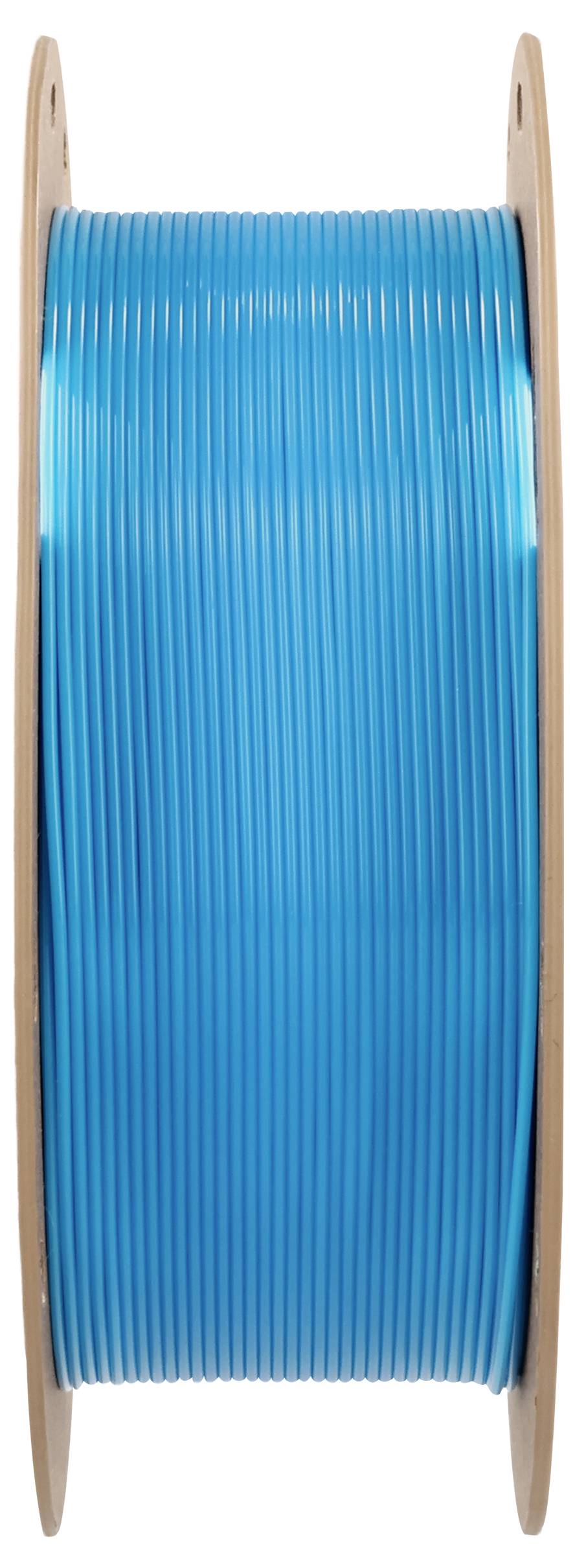 Grande bobine avec câble bleu, enroulé serré entre deux disques en bois.