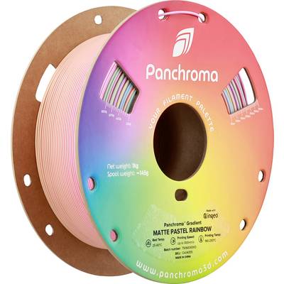 Une bobine de filament aux couleurs pastel pour imprimante 3D avec l'inscription 'Matte Pastel Rainbow' de Panchroma.