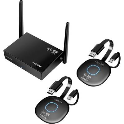 Système de transmission HDMI sans fil avec un émetteur et deux récepteurs, adapté pour la transmission de signaux vidéo HD.