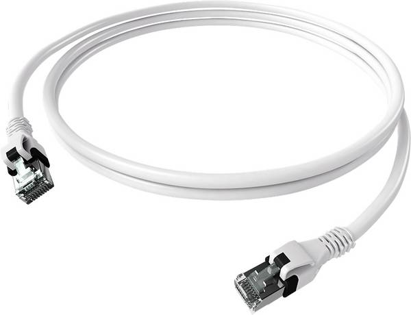 Easylan CPP1OWAWAW0020 RJ45 Câble réseau, câble patch CAT 6a S/FTP 2.00 m blanc blindage double, sans halogène, ignifuge 1 pc(s)