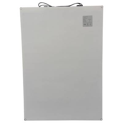 Un panneau rectangulaire, plat, blanc avec quatre trous de fixation dans les coins et un marquage CE en haut à droite.
