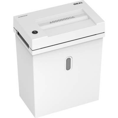 Un destructeur de documents blanc avec le logo de la marque en haut à droite. Le bouton marche/arrêt se trouve en haut à gauche.